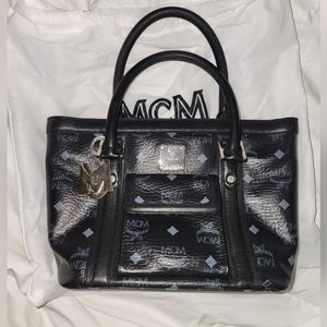 MCM Small Visetos Coated Canvas and Leather Pocket Tote